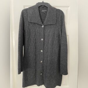 Jones New York Cabled Charcoal Knit Cardigan Sweater.